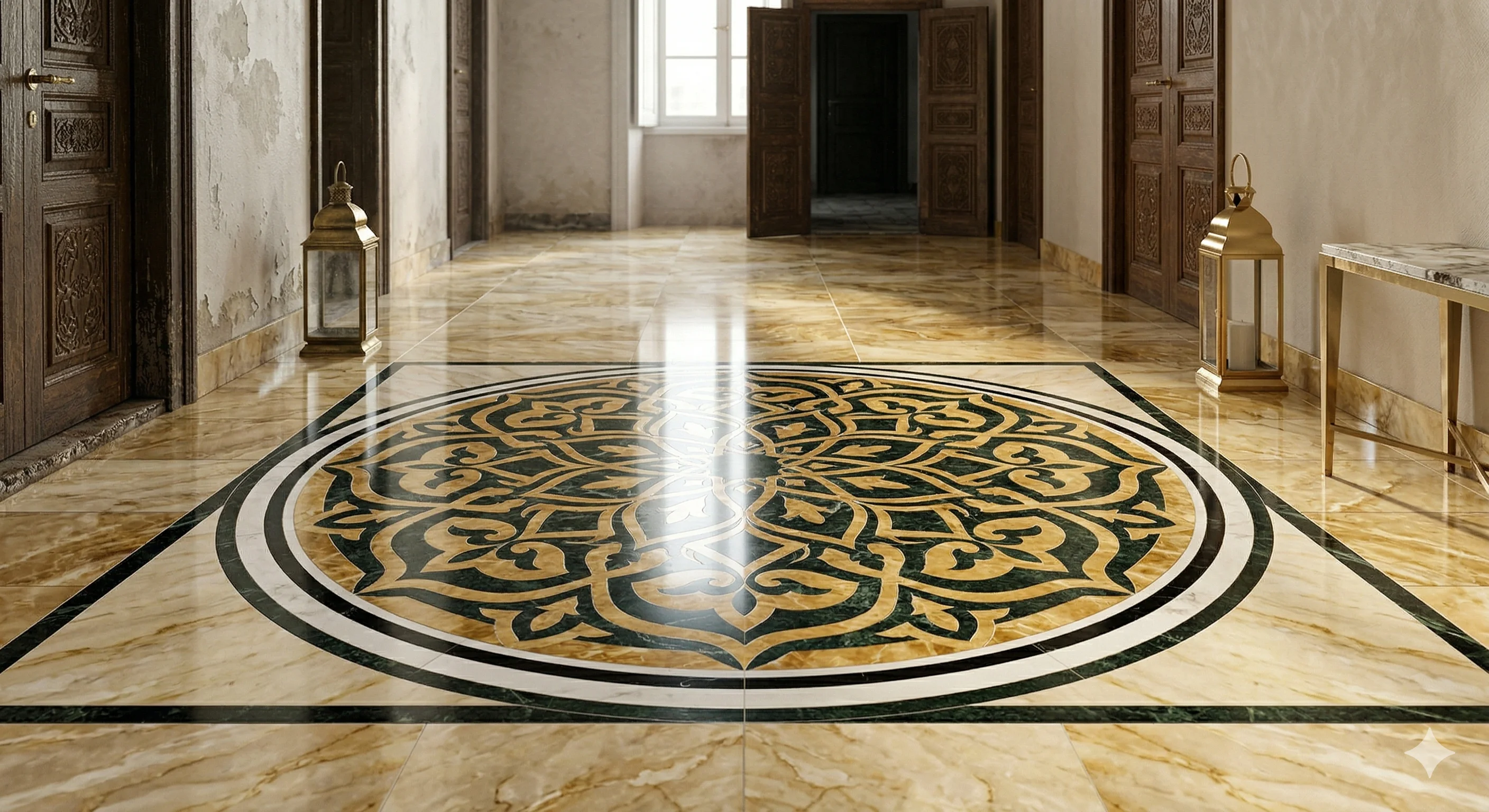 Entrée marbre médaillon